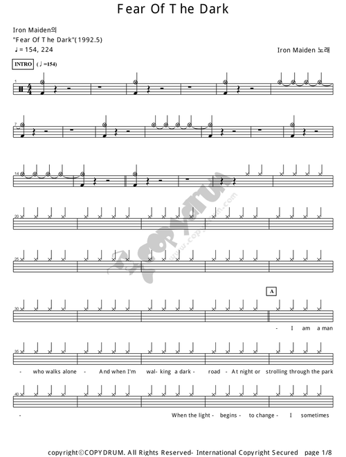 Fear Of The Dark (Arr. COPYDRUM) - Iron Maiden (Drums)