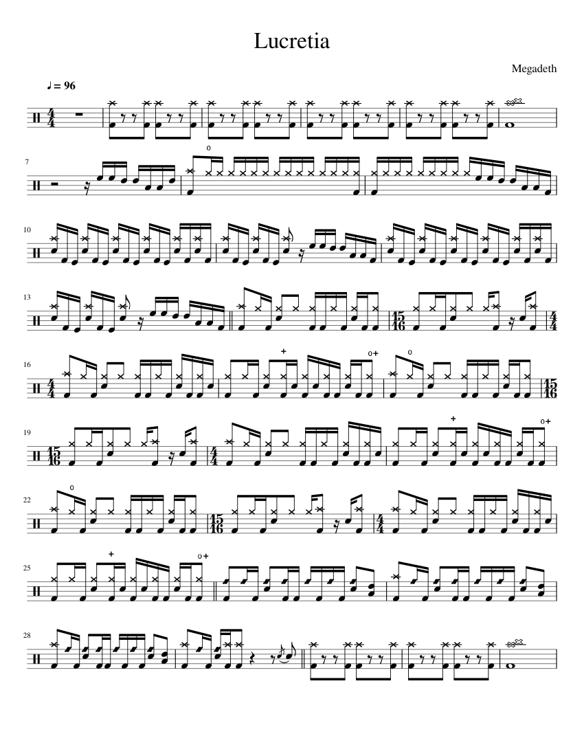 Lucretia - Megadeth (Drums Only) Sheet Music for Drum group (Solo
