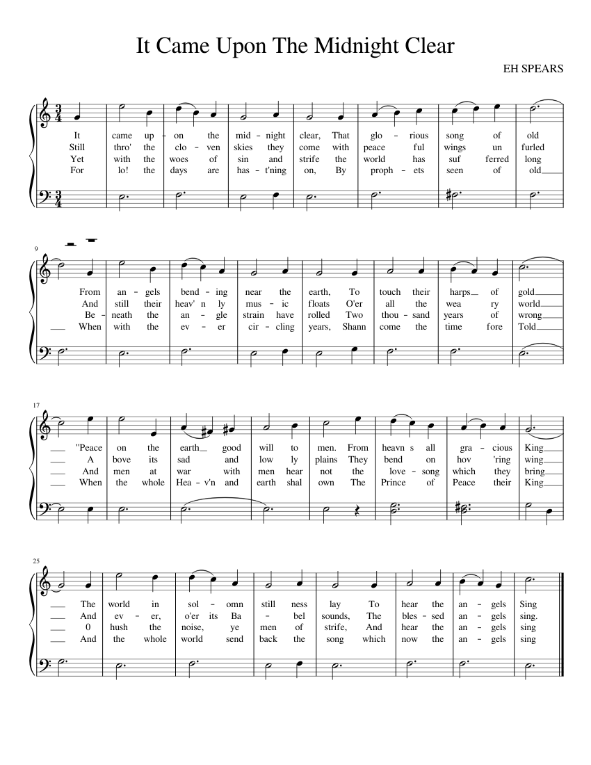 It Came Upon The Midnight Clear Sheet music for Piano (Solo