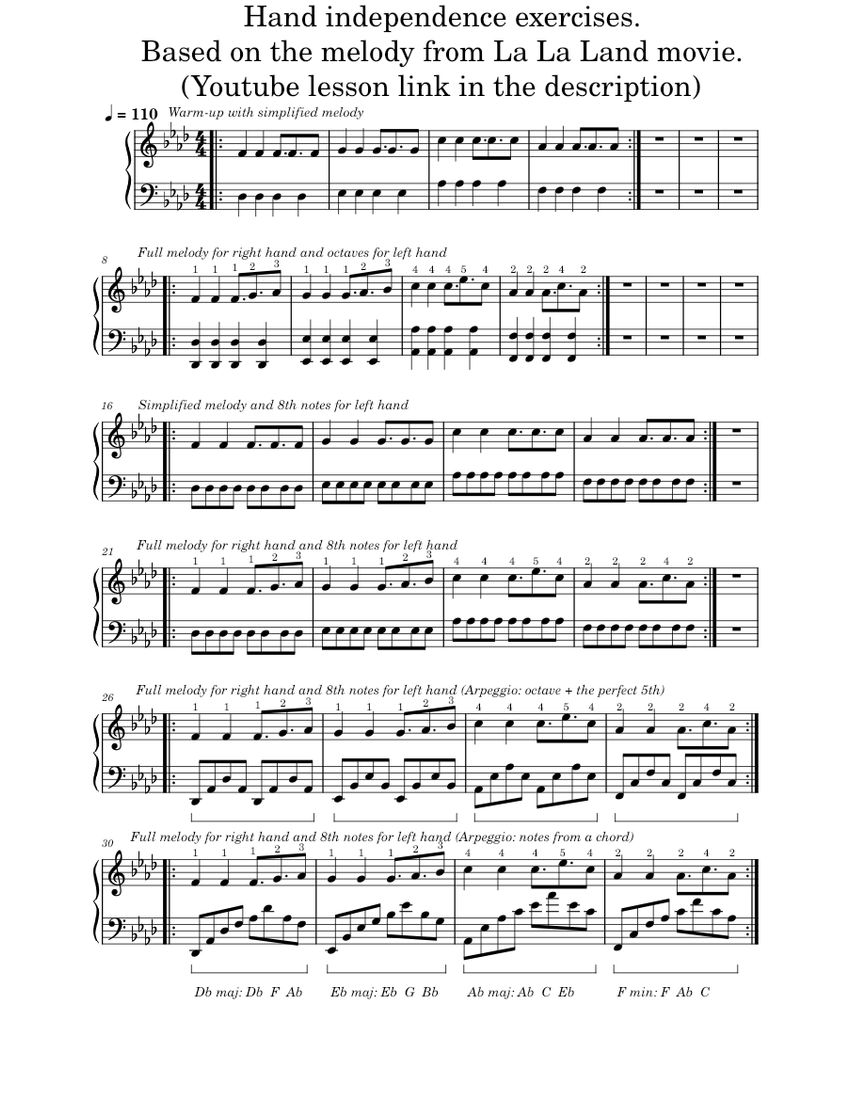 Easy hand independence exercises Sheet Music for Piano (Solo ...