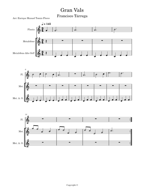 Gran vals – Francisco Tárrega Gran Vals - Tárrega - Flauta
