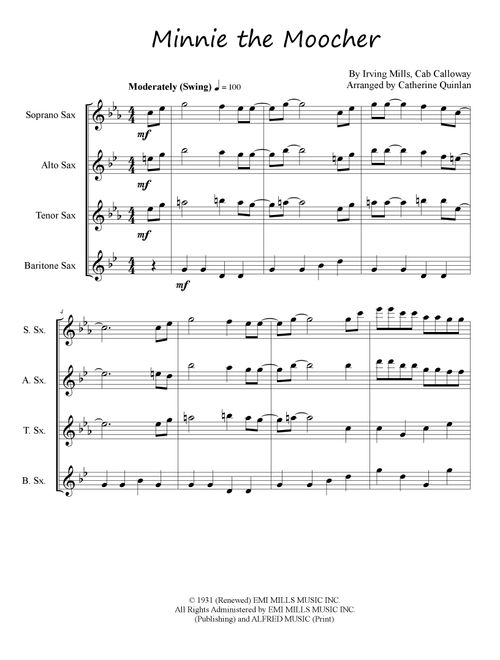 Minnie The Moocher (Arr. Catherine Quinlan) - Big Bad Voodoo Daddy (Woodwind Ensemble)