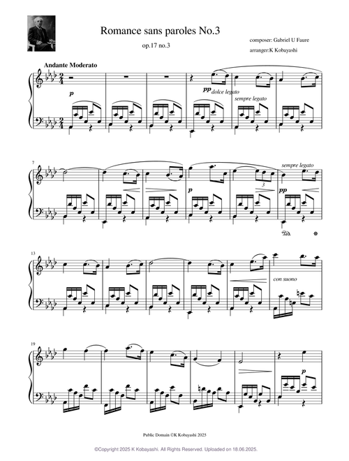 Romance sans paroles No.3 - Gabriel Faure