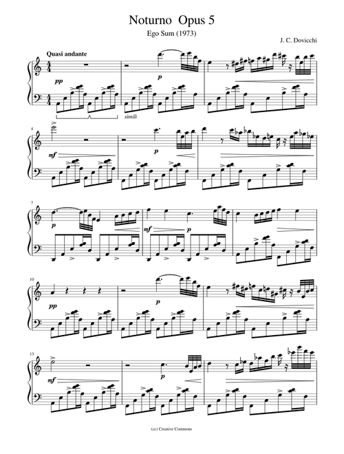 Noturno per pianoforte Opus 5