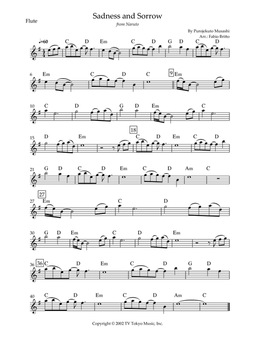 Sadness And Sorrow (Arr. Fabio Britto) - Purojekuto Musashi (Flute Solo)