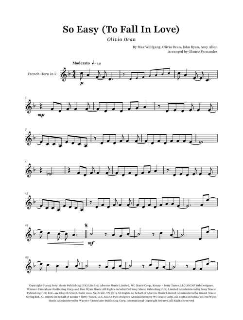So Easy (To Fall In Love) (Arr. Glauco Fernandes) - Olivia Dean (French Horn Solo)