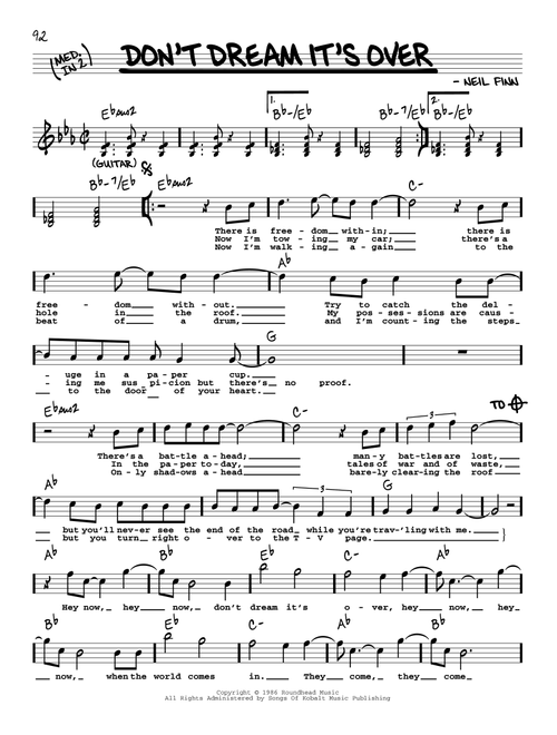Don't Dream It's Over - Crowded House, Donny Osmond (Real Book - Melody-Chords-Lyrics)