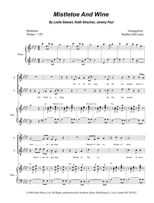 Mistletoe And Wine (Arr. Stephen DeCesare) - Keith Strachan, Jeremy Paul, Leslie Stewart (Voice Duet and Piano)