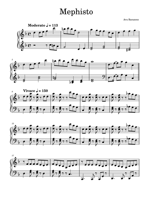 Mephisto (Arr. Piano Lovers. jp) - Ziyoou-Vachi (Piano-Vocal-Guitar (Piano Accompaniment))