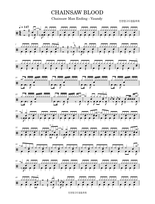 Chainsaw Blood-Drum Score – Vaundy Chainsaw Blood - Vaundy - CHAINSAW BLOOD