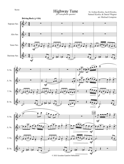 Highway Tune (Arr. Michael Compton) - Greta Van Fleet (Woodwind Ensemble)