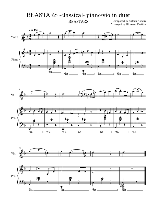 Beastars-pf-solo – Satoru Kosaki Beastars -classical- piano/violin duet