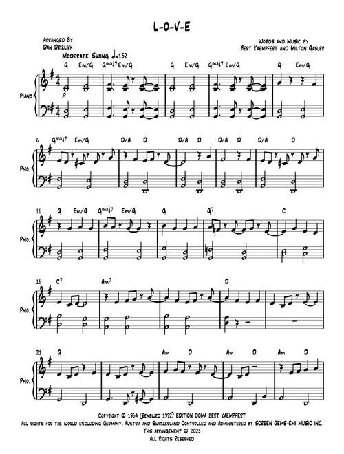 L-O-V-E (Arr. Dan Drizlikh) - Natalie Cole (Piano Solo)