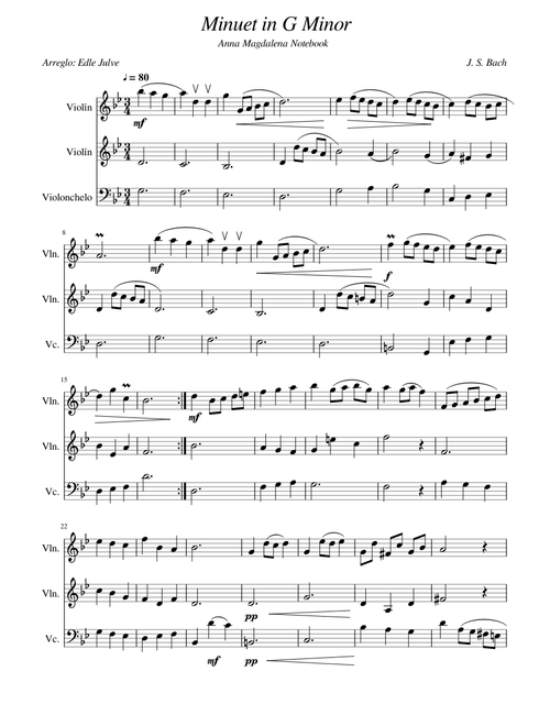 Minuet in G Minor, from Anna Magdalena Notebook