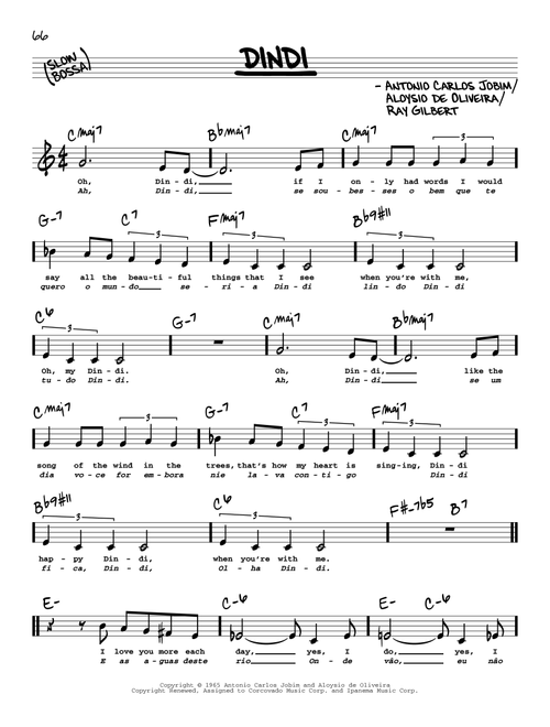 Dindi (Low Voice) - Antonio Carlos Jobim (Real Book - Melody-Chords-Lyrics)