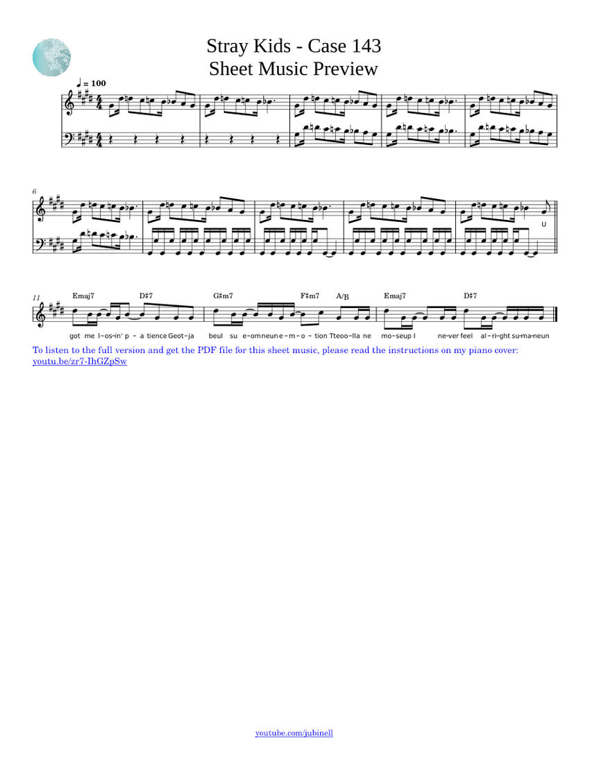 Stray kids case 143 sheet music music sheet lyrics chords piano