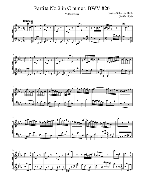 Johann Sebastian Bach (1685-1750) - Partita No.2 in C minor, BWV 826 V.Rondeau