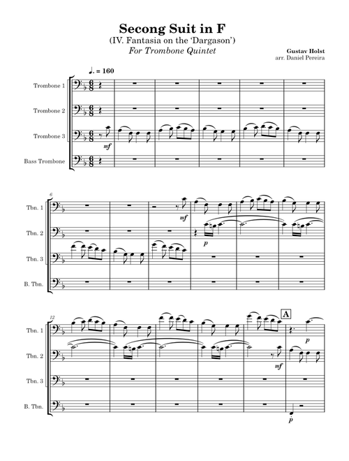 Second Suite in F - IV. Fantasia on the "Dargason" – Gustav Holst For Trombone Quartet