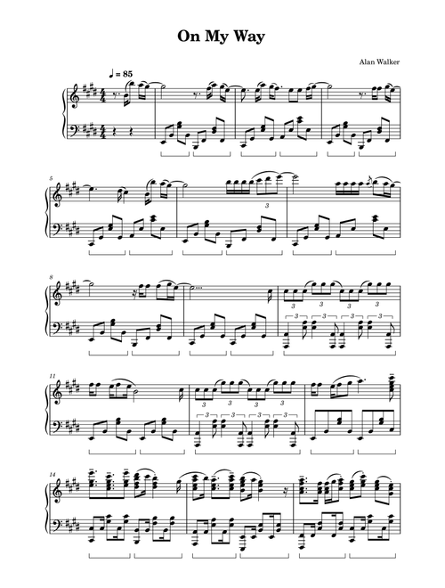 Alan Walker - On My Way (Arr. Roseaus) (Piano Solo)