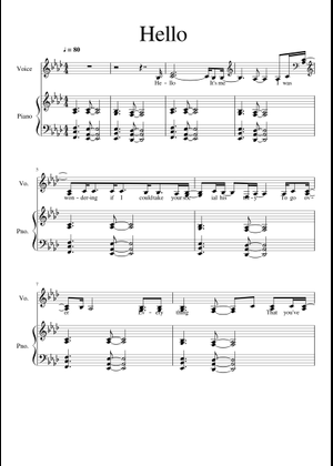 Play Official version of Hello Sheet Music by Adele for Piano ...