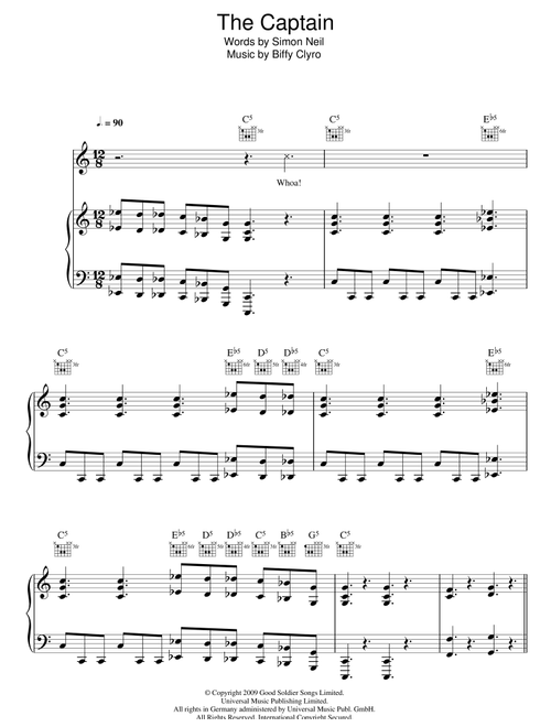 The Captain - Biffy Clyro (Piano-Vocal-Guitar (Piano Accompaniment))