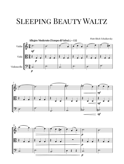Tchaikovsky: Sleeping Beauty Waltz for Violin, Viola and Cello (String Trio) (Arr. Cadenza Editions) - Piotr Tchaikovsky (String Ensemble)