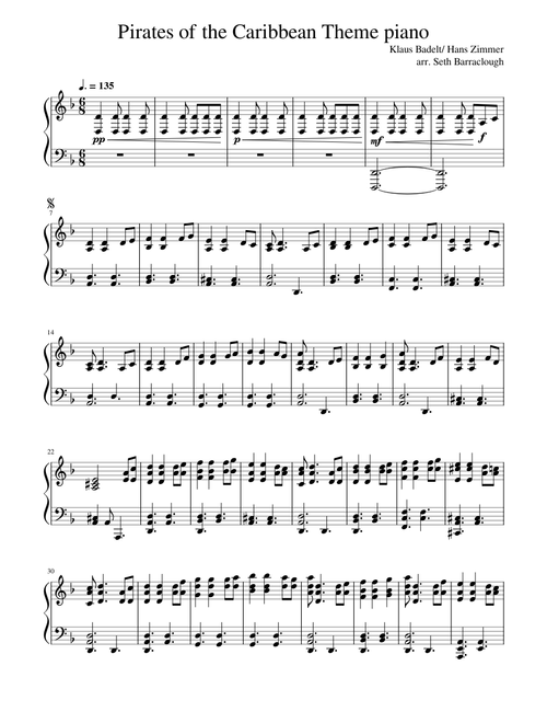 Pirates of the Caribbean Theme - Klaus Badelt (piano solo)