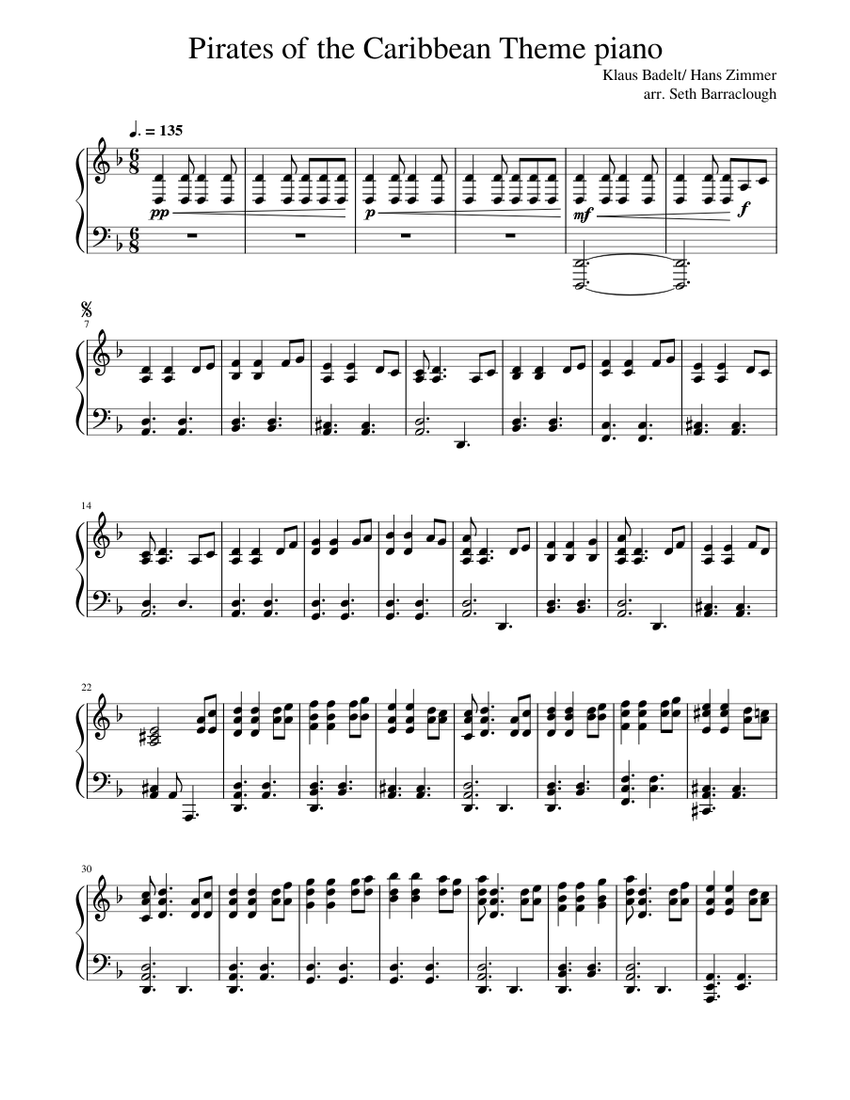 Pirates of the caribbean piano top