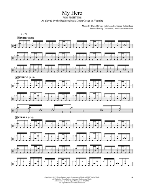 My Hero (Arr. Realsongbook) - Foo Fighters (Drums)