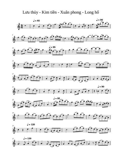 Lưu thủy - Kim tiền - Xuân phong - Long hổ