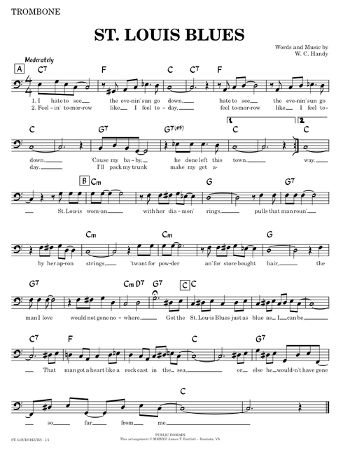 St. Louis Blues - Trombone  [lead sheet - C]