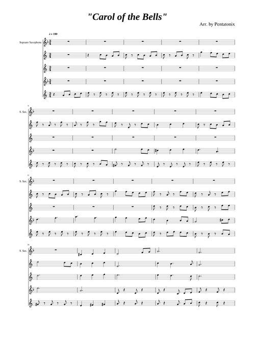 Carol of the Bells - Pentatonix (for saxophone quartet/quintet)