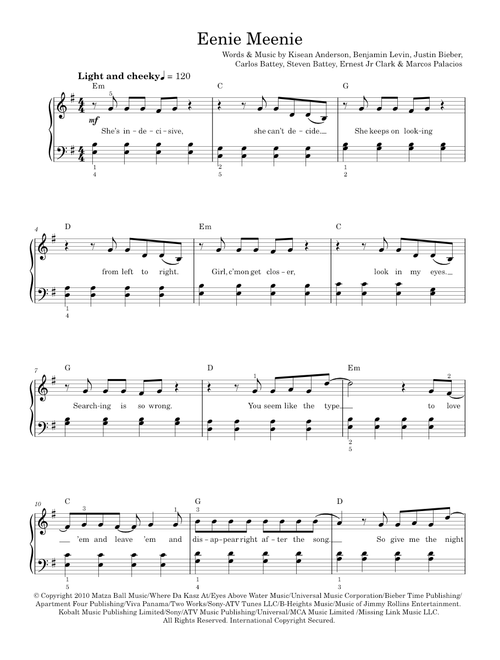 Eenie Meenie - Justin Bieber, Sean Kingston (Piano-Vocal-Guitar (Piano Accompaniment))