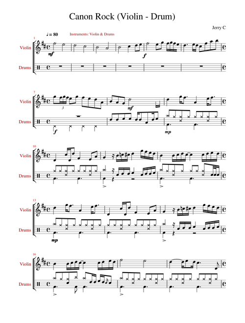 Canon Rock - (Solo Violin & Drums)
