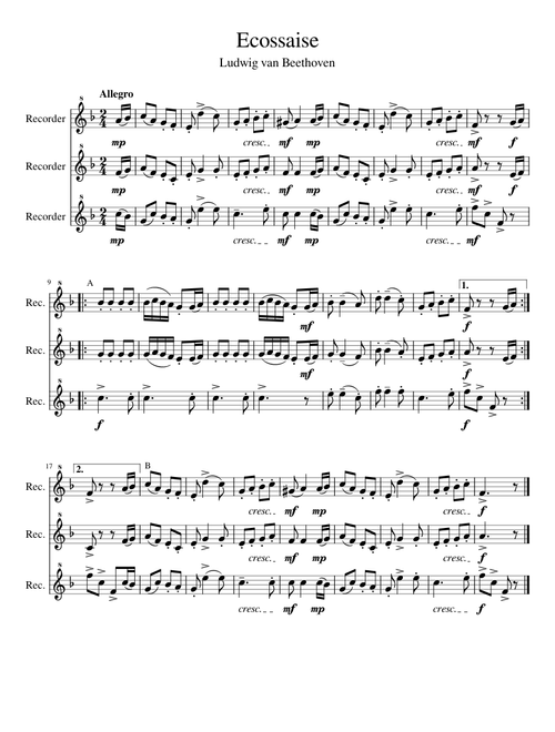 Écossaise by Beethoven-Recorder Trio