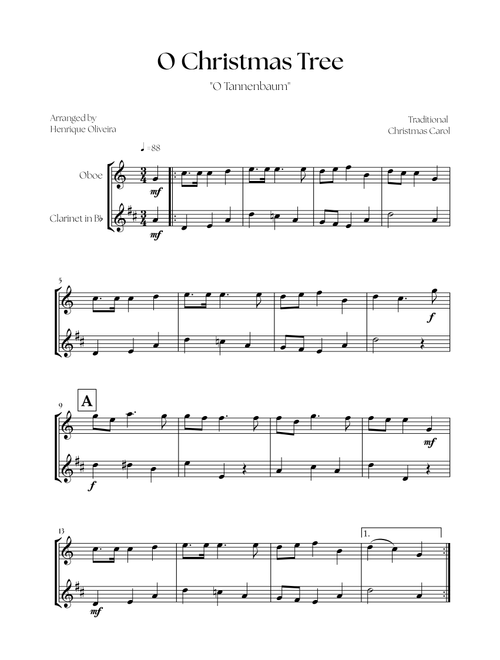 O Christmas Tree "O Tannenbaum" (Oboe and Clarinet) - Christmas Carol (Arr. Henrique Oliveira) - Traditional Christmas Carol (Instrumental Duet)