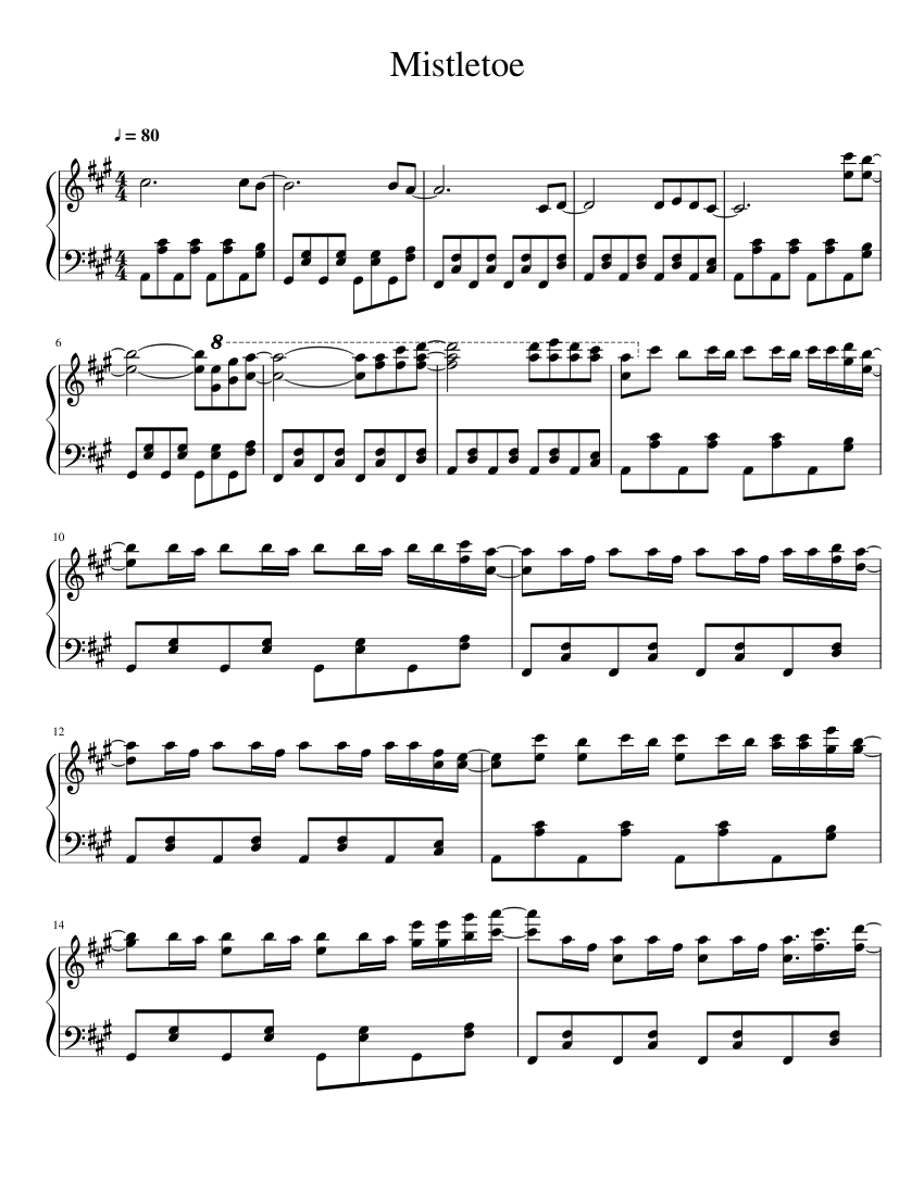 Mistletoe Sheet Music for Piano (Solo) | MuseScore.com