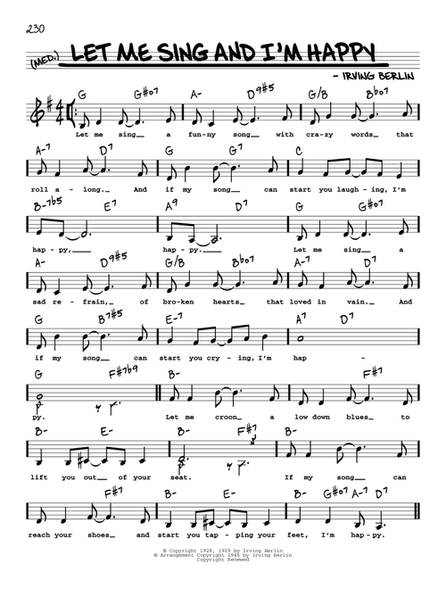 Let Me Sing And I'm Happy (Low Voice) - Irving Berlin (Real Book - Melody-Chords-Lyrics)