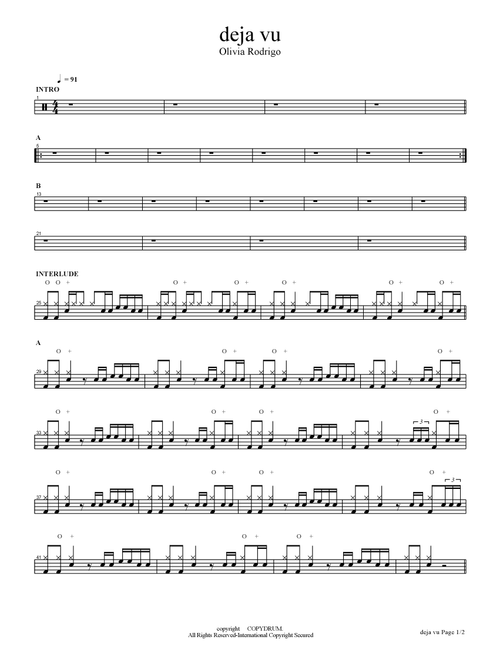 Deja Vu (Arr. COPYDRUM) - Olivia Rodrigo (Drums)