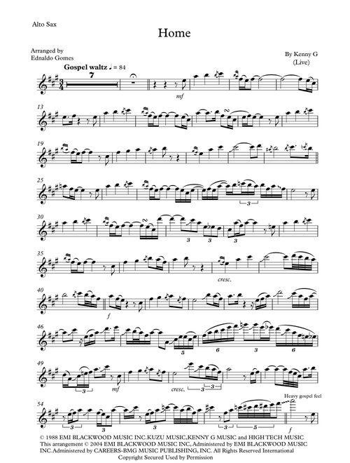 Home (Arr. Ednaldo Gomes) - Kenny G (Alto Sax Solo)