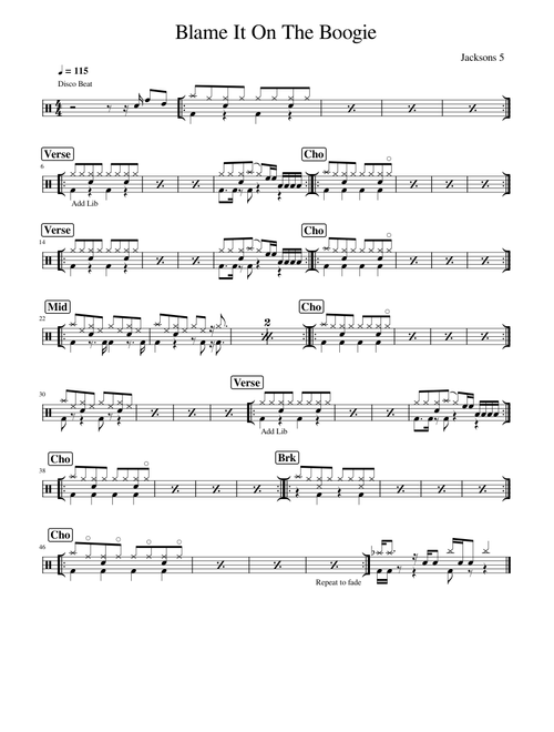 Blame It On The Boogie – The Jackson 5 Drums Chart
