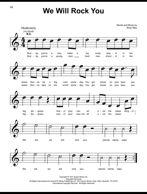 We Will Rock You - Queen (Super Easy Piano)