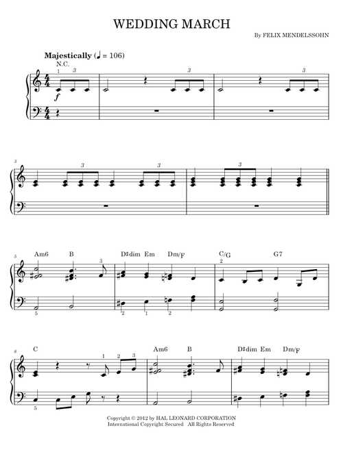 Wedding March - Felix Mendelssohn (Easy Piano)