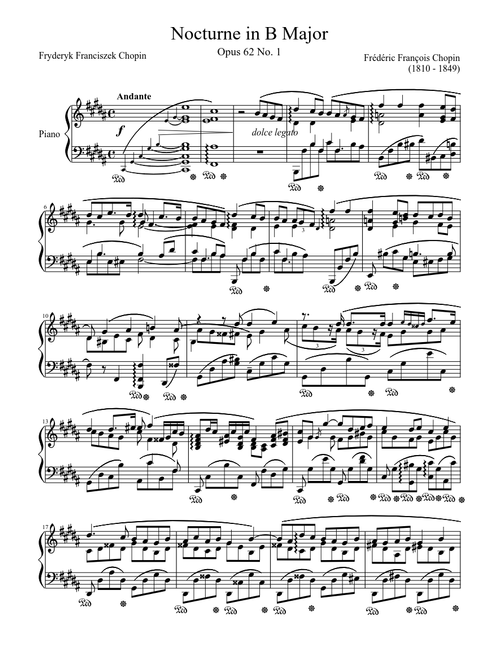 Nocturne Opus 62 No. 1 in B Major