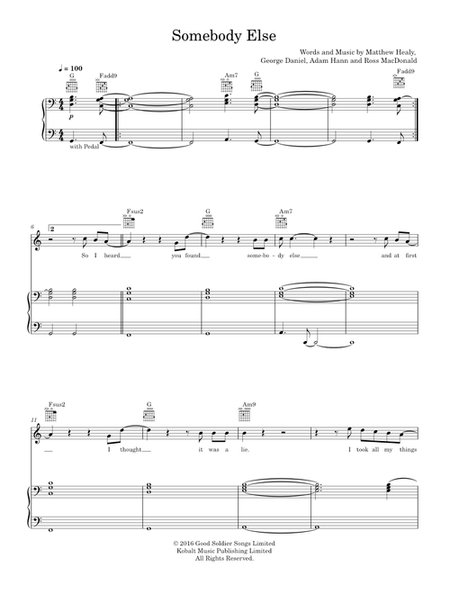 Somebody else - The 1975 (Piano-Voice-Guitar)