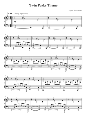 Twin peaks piano solo ツインピークス Play Official version of Twin peaks theme Sheet Music by Angelo