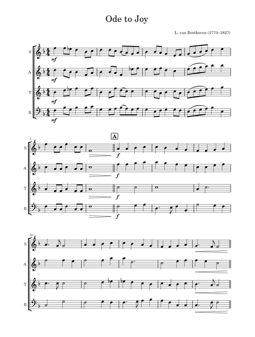 Ode To Joy - recorder quartet