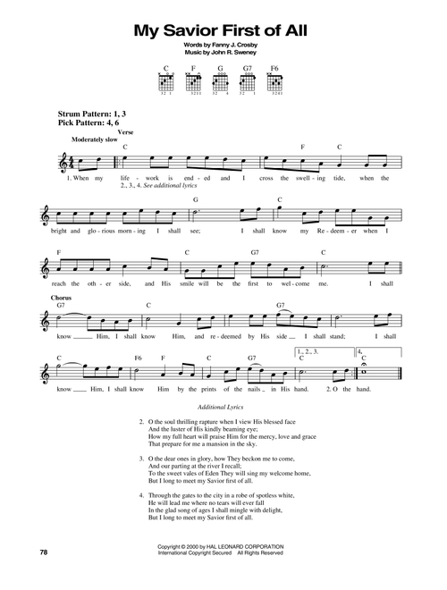 My Savior First Of All - Fanny J Crosby, John R Sweney (Easy Guitar)
