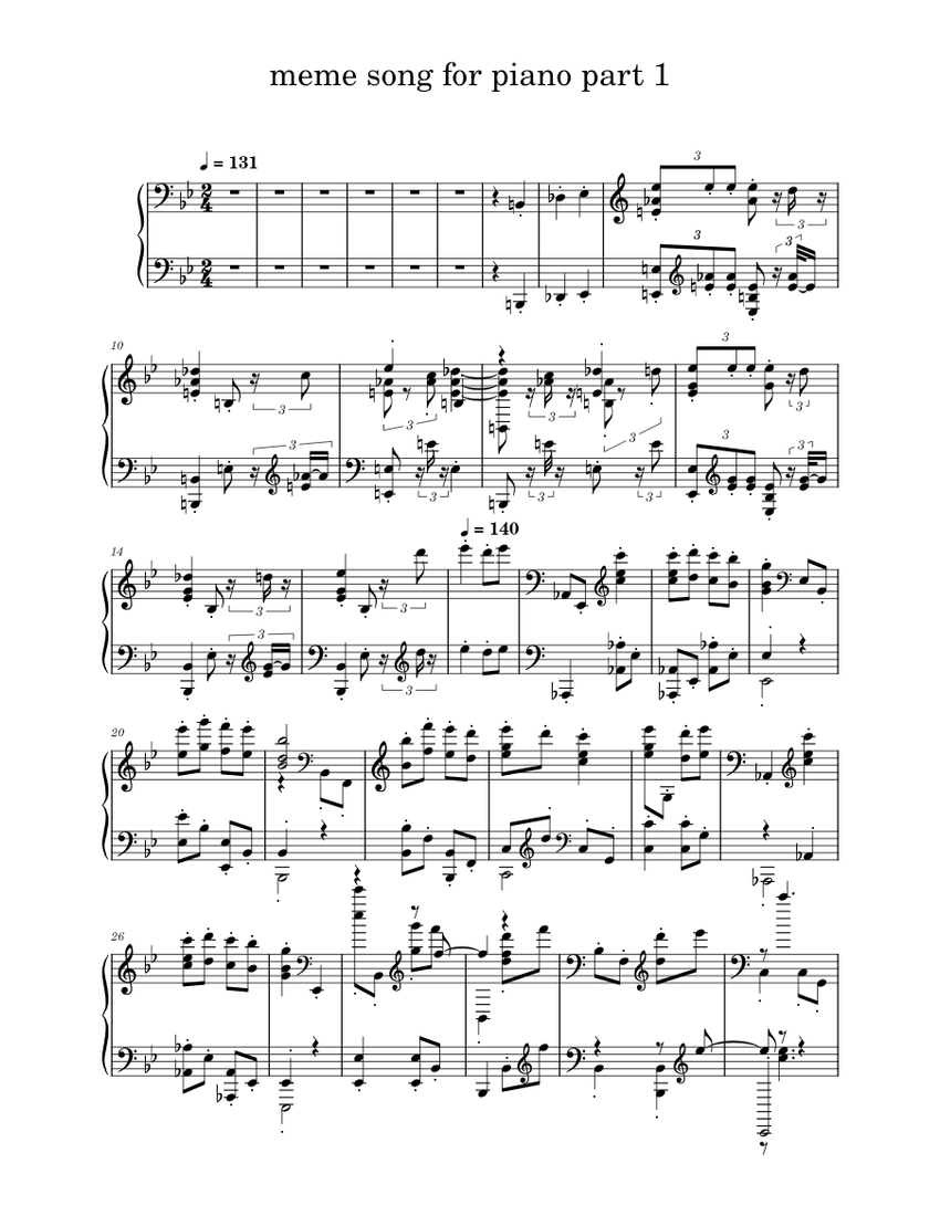 Meme Song For Piano Part 1 Sheet Music For Piano (Solo) | Musescore.com