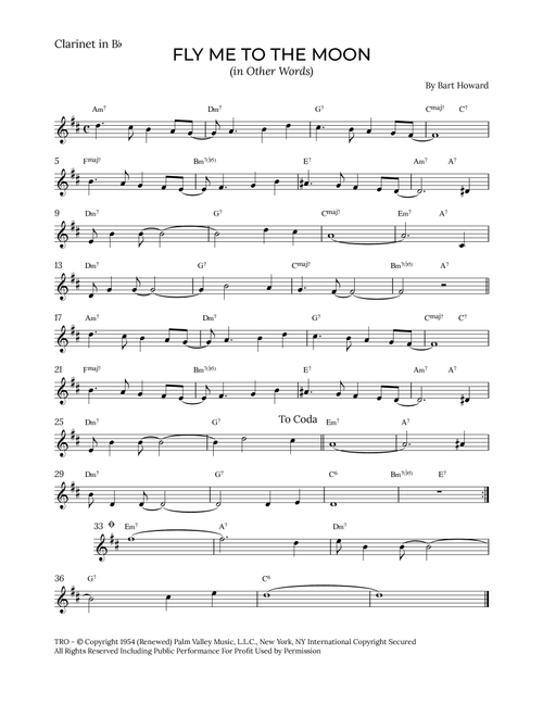 Fly Me To The Moon (in Other Words) (Arr. Alex Nunes Rodrigues) - Tony Bennett (Clarinet Solo)